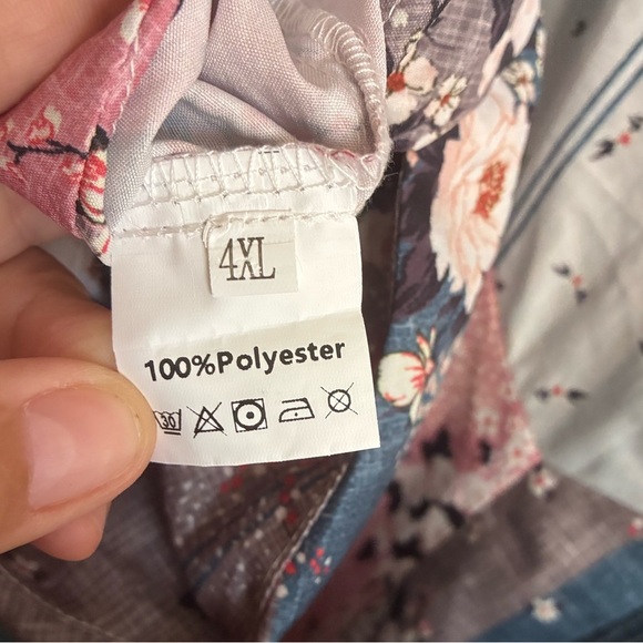 Bohemian Floral Multiprint Jumpsuit - Pink, Blue, Cream 4X - Picture 14 of 15